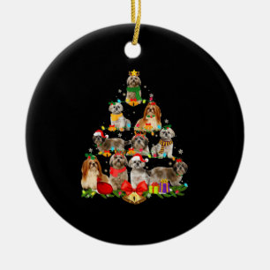 dog lover gifts shih tzu tree christmas light ceramic ornament