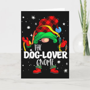 Dog Lover Gnome Red Buffalo Plaid Matching Family Card
