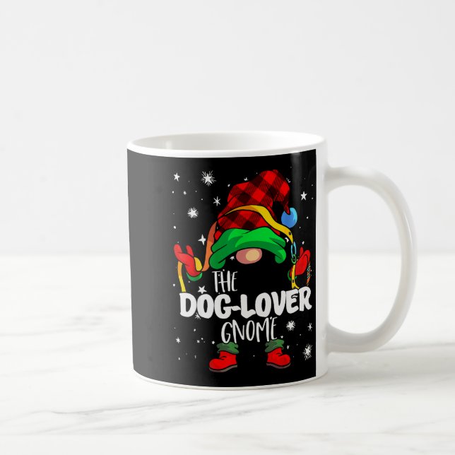 Dog Lover Gnome Red Buffalo Plaid Matching Family  Coffee Mug (Right)