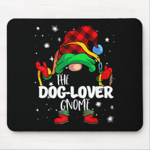 Dog Lover Gnome Red Buffalo Plaid Matching Family  Mouse Pad