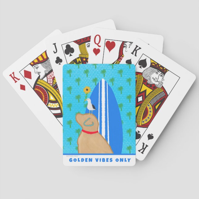 Dog Lover Golden Vibes Only Playing Cards (Back)