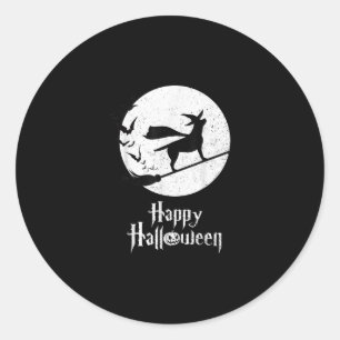 Dog Lover   Happy Halloween Lab Witch Riding Broom Classic Round Sticker