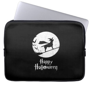 Dog Lover Happy Halloween Lab Witch Riding Broom Laptop Sleeve