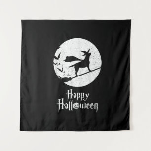 Dog Lover Happy Halloween Lab Witch Riding Broom Tapestry