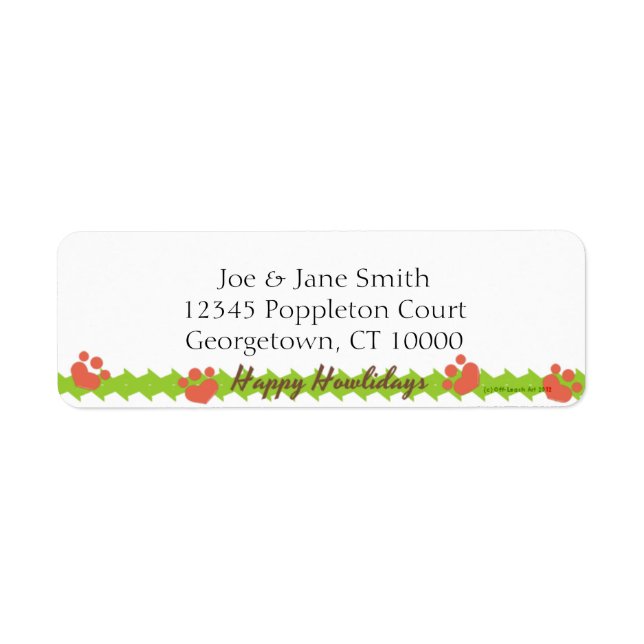 Dog Lover Happy Howlidays Return Address Label (Front)