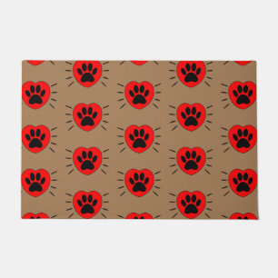 Dog Lover Heart And Paw Print Doormat