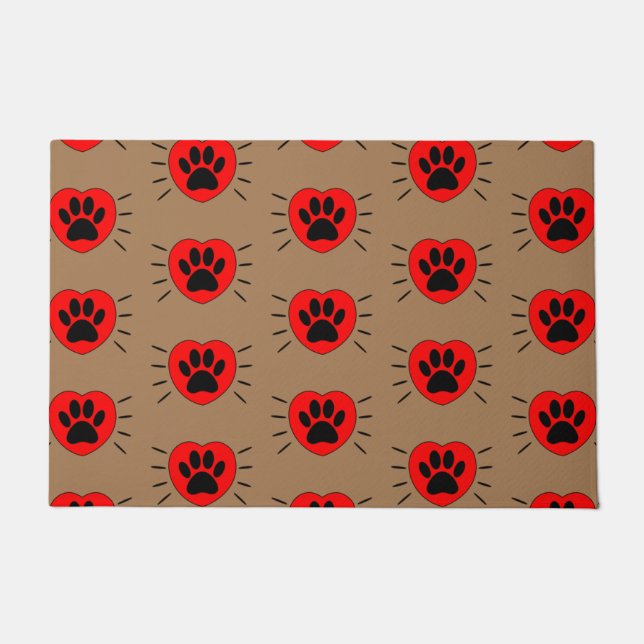 Dog Lover Heart And Paw Print Doormat (Front)