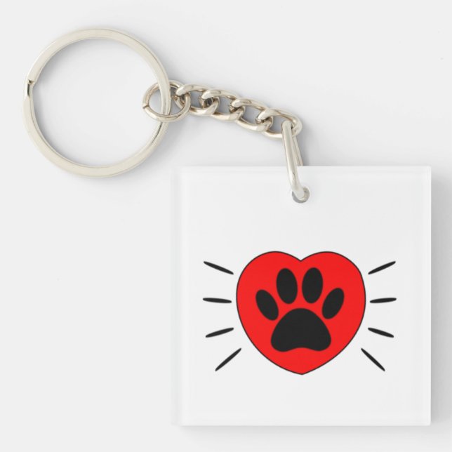 Dog Lover Heart And Paw Print Key Ring (Front)