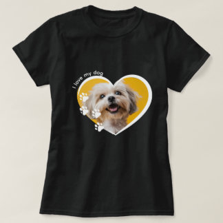 Dog Lover Heart Photo Paw Print Design T-Shirt