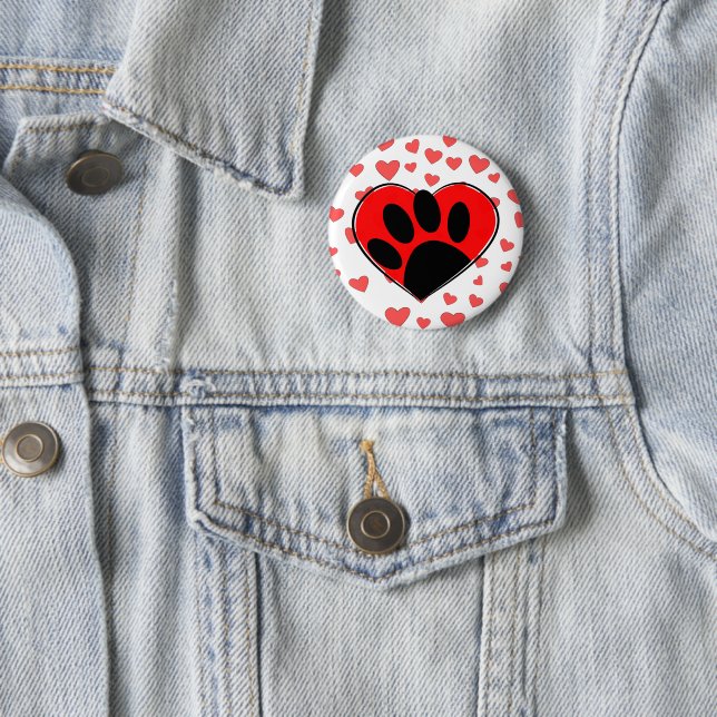 Dog Lover Hearts All Over 6 Cm Round Badge (In Situ)