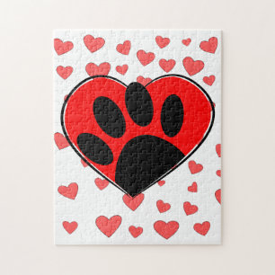 Dog Lover Hearts All Over Jigsaw Puzzle