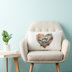 Dog Lover Human Animal Bond Watercolor Heart Lumbar Cushion