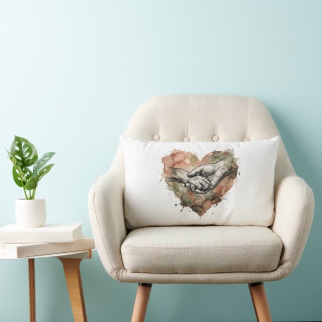 Dog Lover Human Animal Bond Watercolor Heart Lumbar Cushion (Chair)