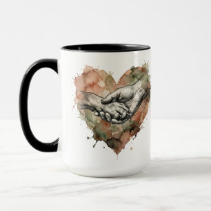 Dog Lover Human Animal Bond Watercolor Heart Mug