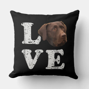 Dog Lover   I Love Chocolate Labrador Retriever Cushion
