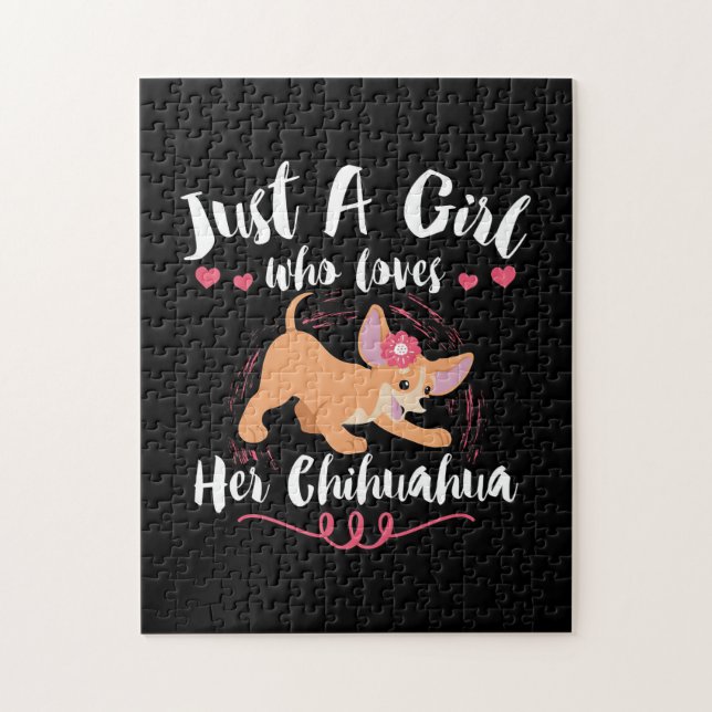Dog Lover Just A Girl Who Loves Her Chihuahua Jigsaw Puzzle (Vertical)