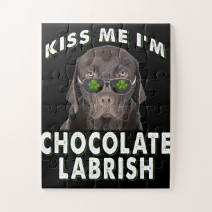 Dog Lover Kiss Me I'm Chocolate Labrish Jigsaw Puzzle