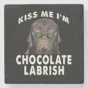 Dog Lover   Kiss Me I'm Chocolate Labrish Stone Coaster