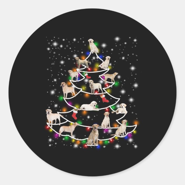 Dog Lover | Labrador Christmas Tree Classic Round Sticker (Front)