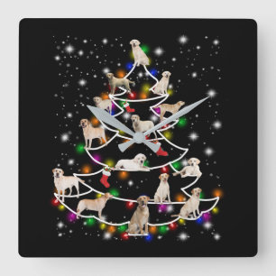 Dog Lover   Labrador Christmas Tree Square Wall Clock