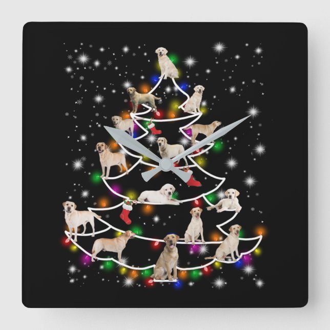 Dog Lover | Labrador Christmas Tree Square Wall Clock (Front)