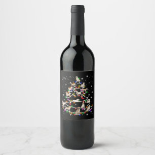 Dog Lover Labrador Christmas Tree Wine Label