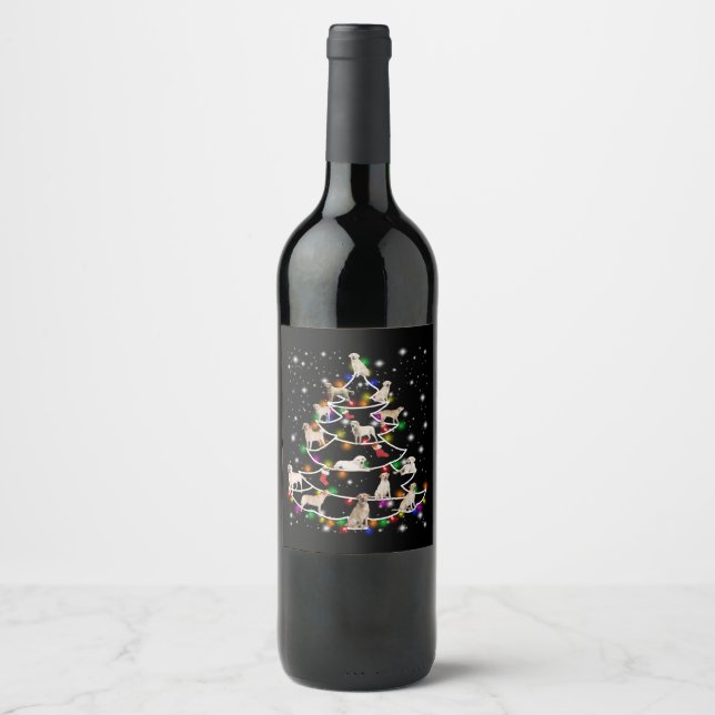 Dog Lover | Labrador Christmas Tree Wine Label (Front)