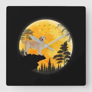 Dog Lover Labrador Dog Halloween Full Moon Square Wall Clock