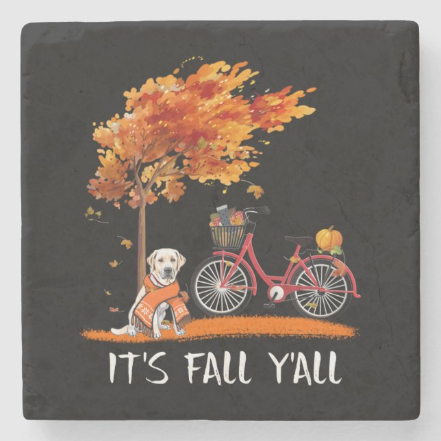 Dog Lover | Labrador Retriever It's Fall Y'all Stone Coaster (Front)
