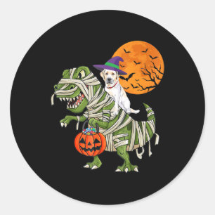 Dog Lover   Labrador Retriever Riding Mummy T Rex Classic Round Sticker