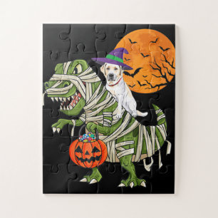 Dog Lover Labrador Retriever Riding Mummy T Rex Jigsaw Puzzle