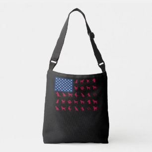 Dog Lover Labrador Retriever USA American Flag Crossbody Bag
