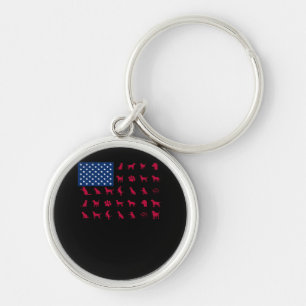 Dog Lover Labrador Retriever USA American Flag Key Ring