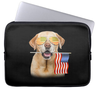 Dog Lover Labrador Retriever USA Flag Laptop Sleeve