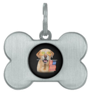 Dog Lover   Labrador Retriever USA Flag Pet ID Tag