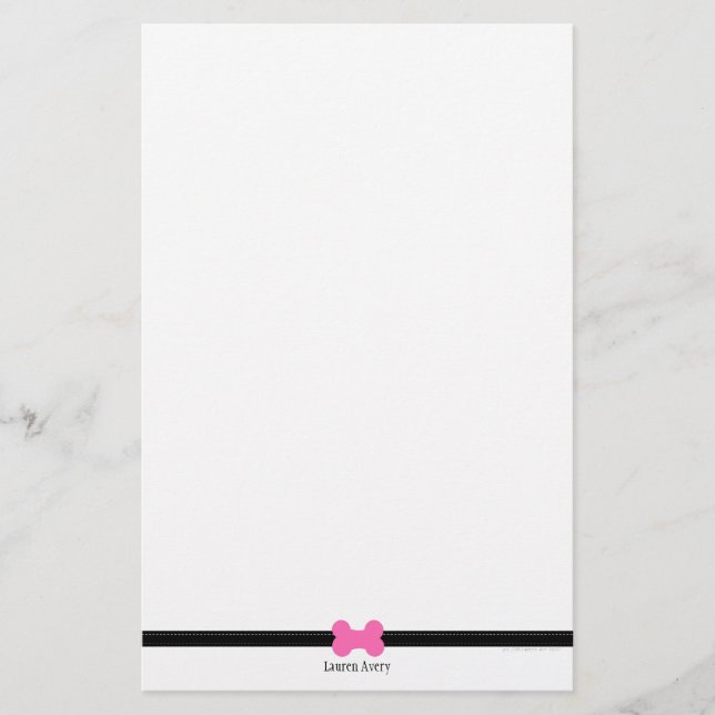 Dog Lover Little Hot Pink Bone Personalised Stationery (Front)