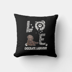 Dog Lover Love Chocolate Labrador Sunflower Cushion