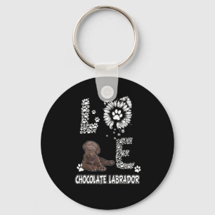 Dog Lover   Love Chocolate Labrador Sunflower Key Ring