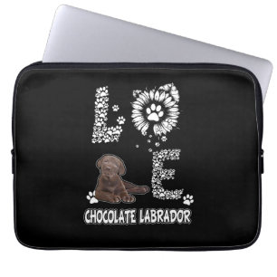 Dog Lover Love Chocolate Labrador Sunflower Laptop Sleeve