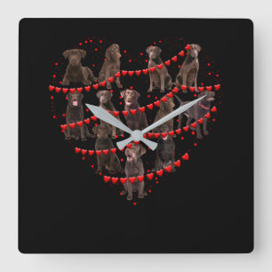 Dog Lover Love Heart Chocolate Labrador Valentine Square Wall Clock