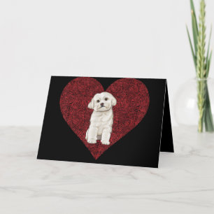 Dog Lover   Love Heart Fingerprint Maltese Holiday Card