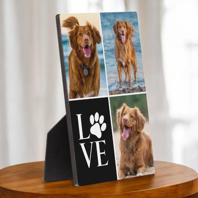 Dog Lover Love Photo 3 Collage Photo Block Plaque (Creator Uploaded)