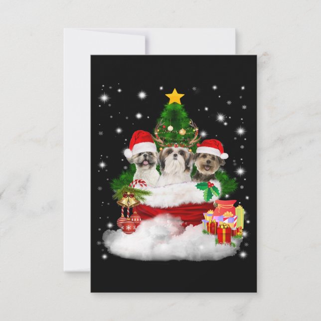 Dog Lover | Merry Christmas Beautiful Shih Tzu Thank You Card (Front)