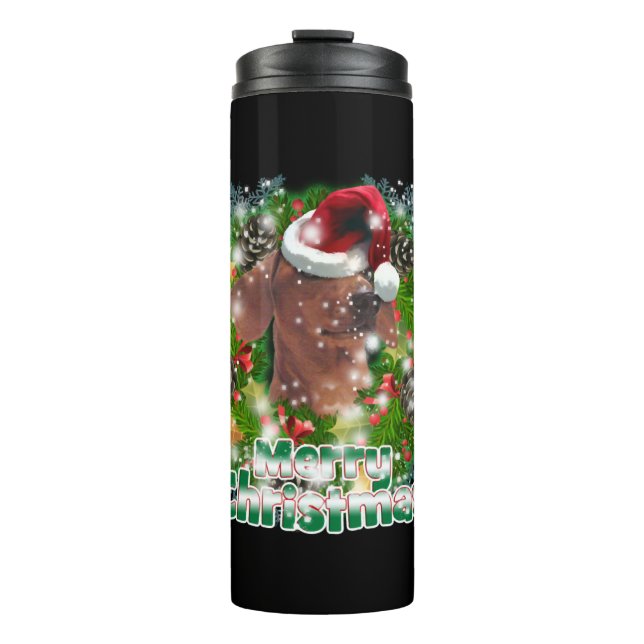 Dog Lover Merry Christmas Dachshund Thermal Tumbler (Front)