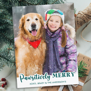 Dog Lover Modern Pet Photo Pawsitively Merry Holiday Postcard