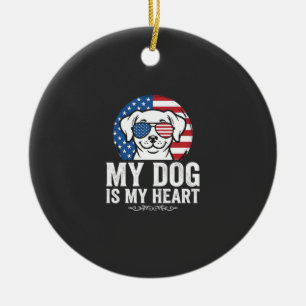 Dog Lover My Dog Is My Heart Ceramic Ornament