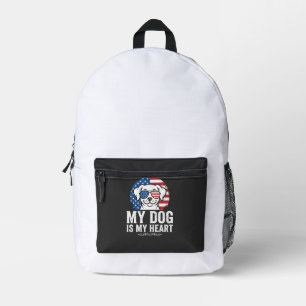 Dog Lover My Dog Is My Heart Printed Backpack