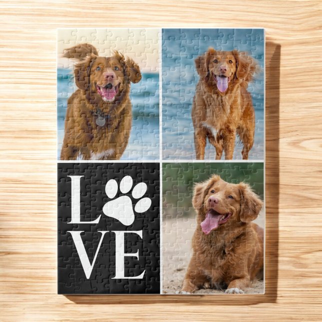Dog Lover Name Photo Collage Custom Love Pet Jigsaw Puzzle (Creator Uploaded)