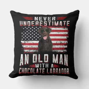 Dog Lover Never Underestimate Old Man Labrador Cushion