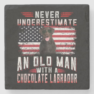 Dog Lover   Never Underestimate Old Man Labrador Stone Coaster